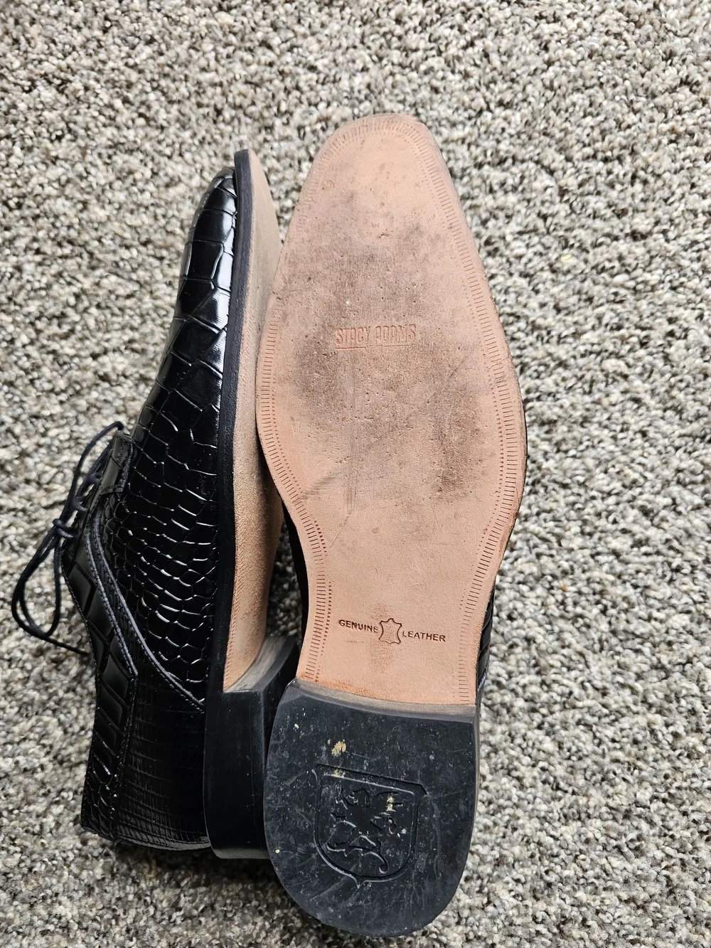 Stacy Adams Men's Black Croc-Embossed Lace-Up Dress Shoes